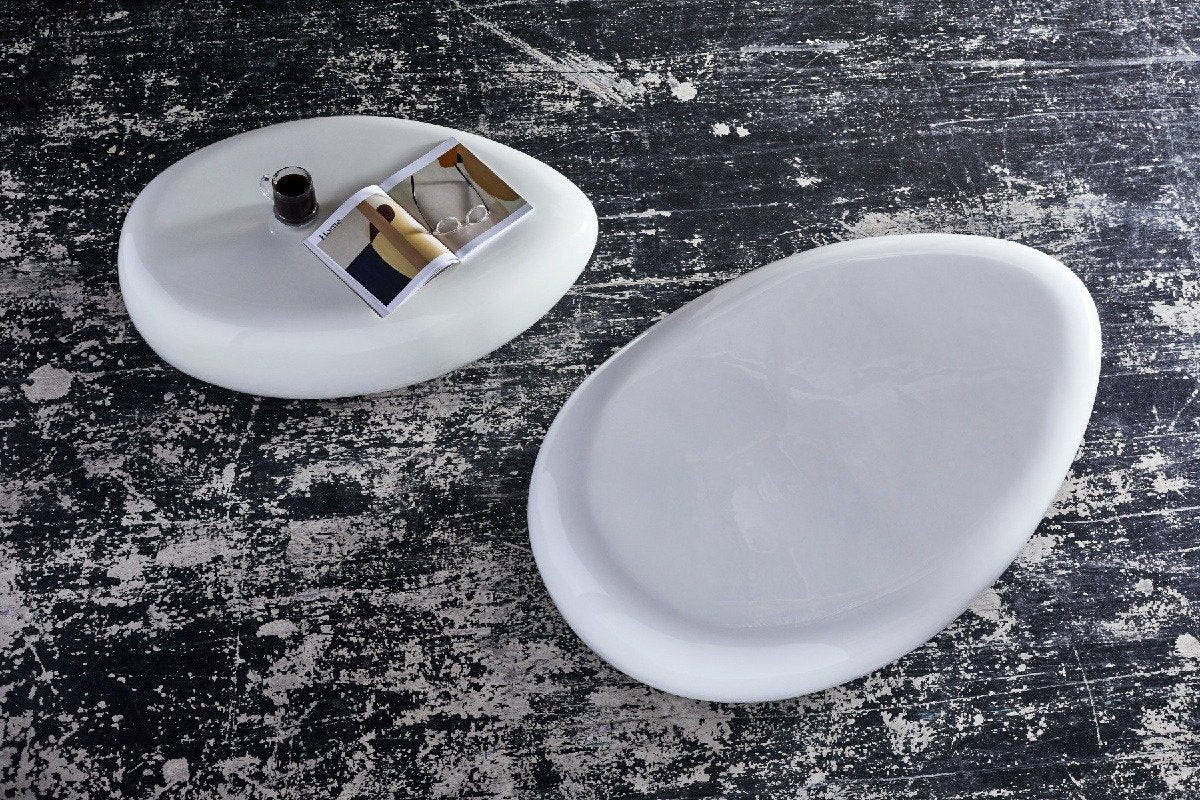 Phillips Collection Furniture Phillips Collection River Stone Coffee Table, Gel Coat White, Small