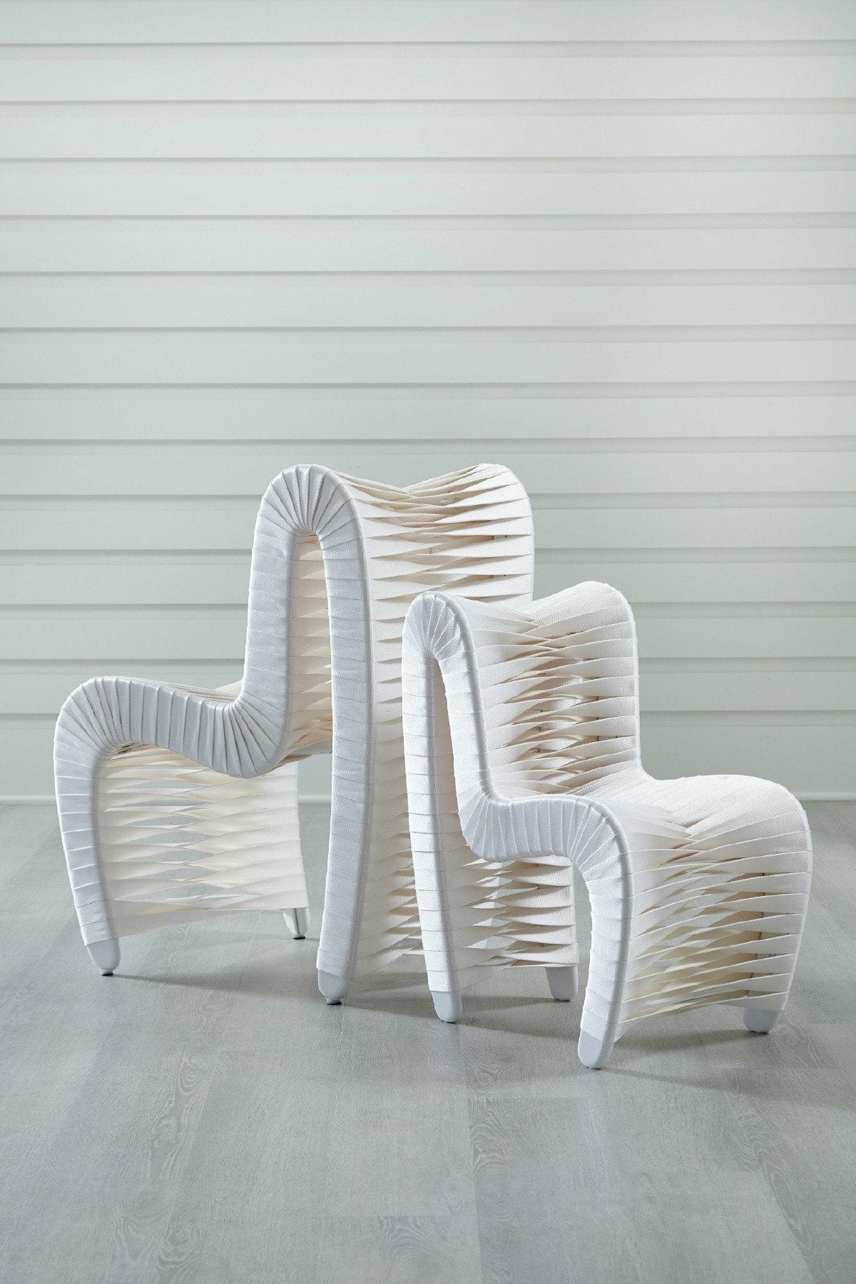 Phillips Collection Furniture Phillips Collection Seat Belt Dining Chair, White/Off-White