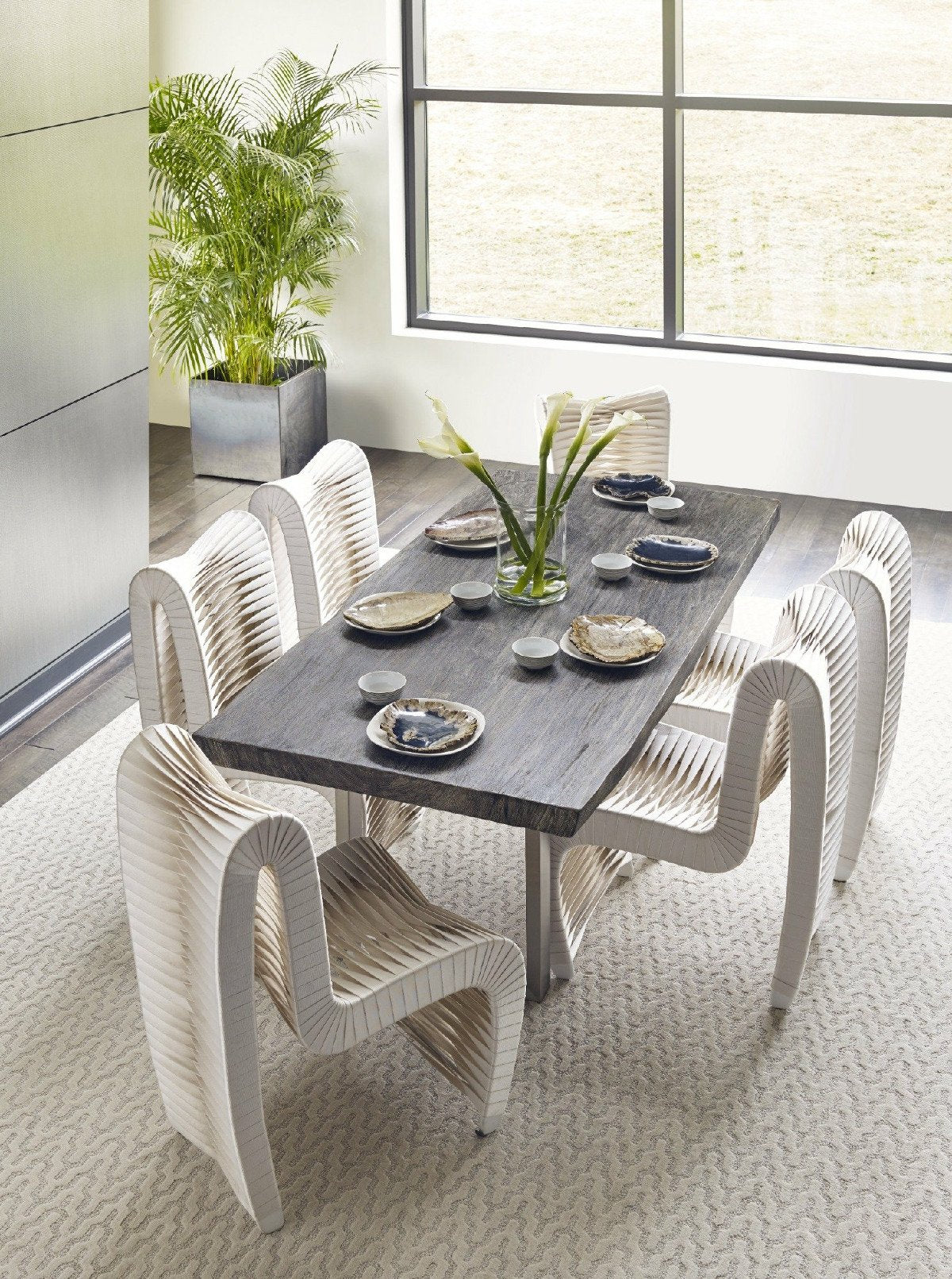 Phillips Collection Furniture Phillips Collection Seat Belt Dining Chair, White/Off-White