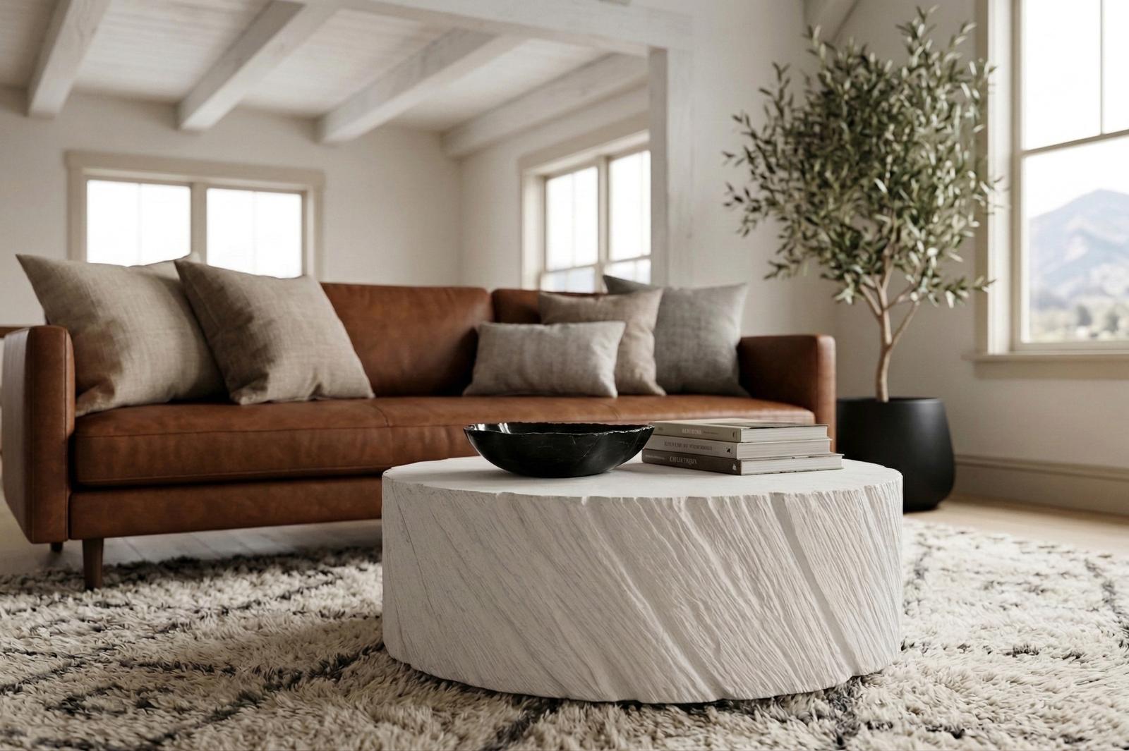 Phillips Collection Home Decor Phillips Collection Shear Coffee Table, Oval, White Stone