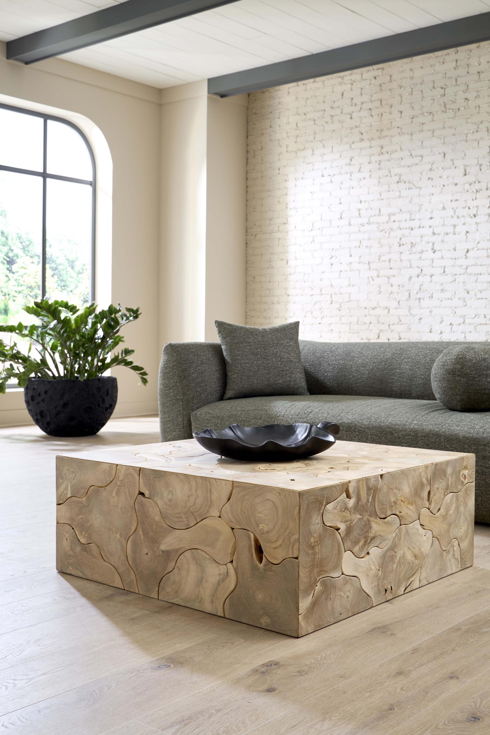 Phillips Collection Home Decor Phillips Collection Teak Slice Coffee Table, Square, Bleached