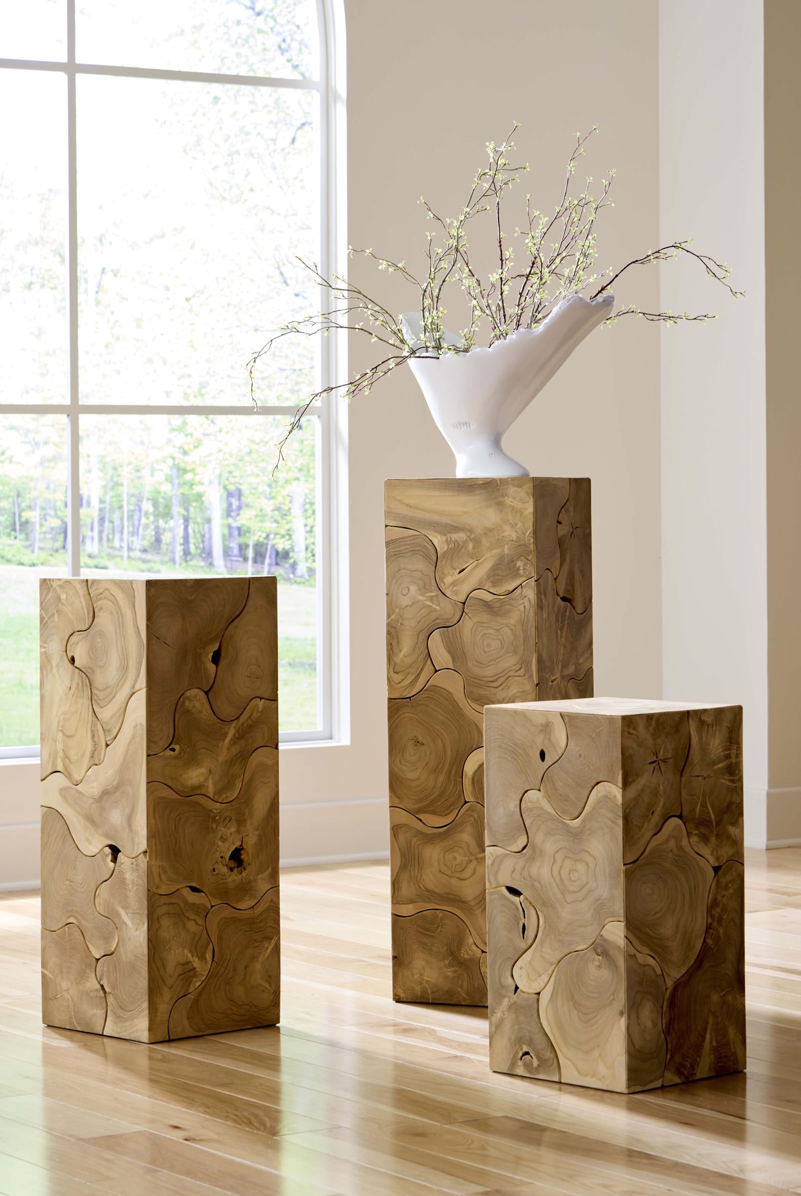Phillips Collection Home Decor Phillips Collection Teak Slice Pedestal, Square, Bleached , MD