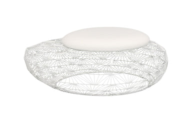 Phlillips Collection Home Rate to be Quoted Phillips Collection Wire Mesh Stone Stool with Cushion, LG