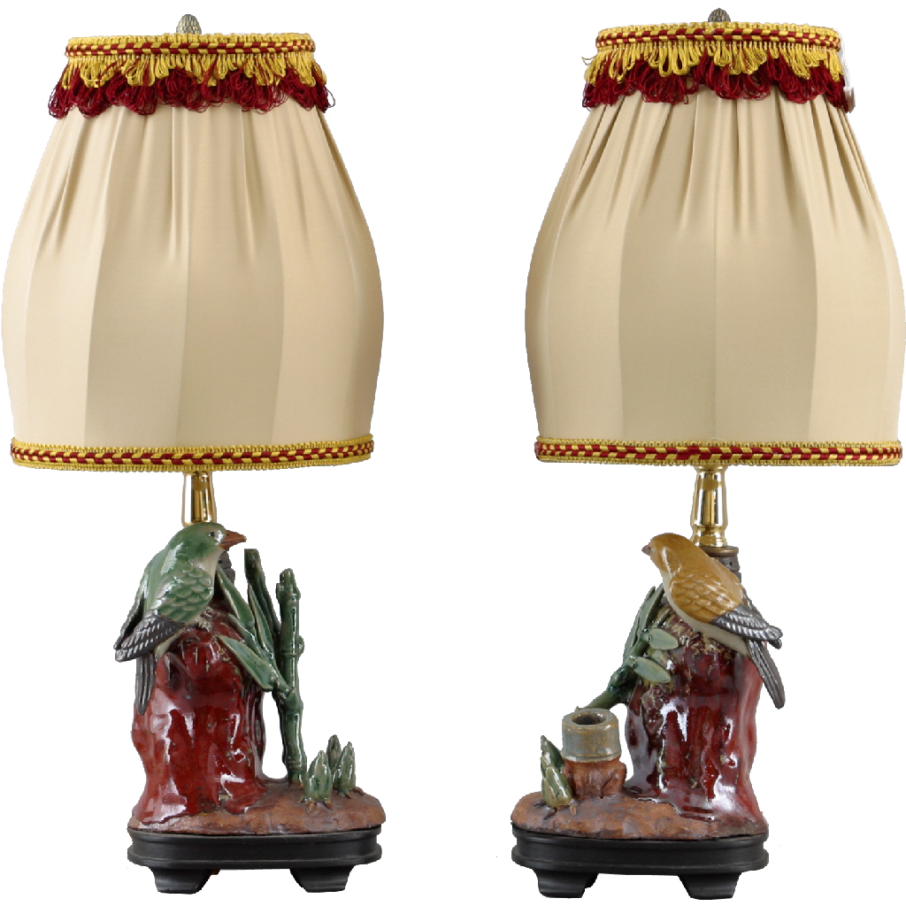Danny's Fine Porcelain Pair of Birds Candle Lamp - CLOSEOUT