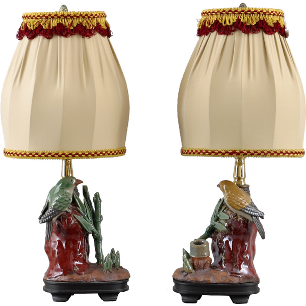 Danny's Fine Porcelain Pair of Birds Candle Lamp - CLOSEOUT