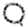 PowerBeads by jen Jewelry Average 7" 10mm Faceted Obsidian with Silver Pine Cone