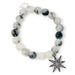PowerBeads by jen Jewelry Average 7" 10mm Grey Owl Quartz paired with a Gunmetal Pave Star