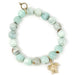 PowerBeads by jen Jewelry Average 7" 10mm Sea Foam Agate paired with a Matte Gold Sea Turtle