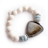 PowerBeads by jen Jewelry Average 7" 12mm White Howlite paired with silver/blue accents and abalone