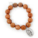 PowerBeads by jen Jewelry Average 7" Amber Goldstone with Saint Peregrine-Patron Saint of Cancer