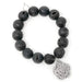 PowerBeads by jen Jewelry Average 7" Black Druzy Agate with Silver Pave Rose
