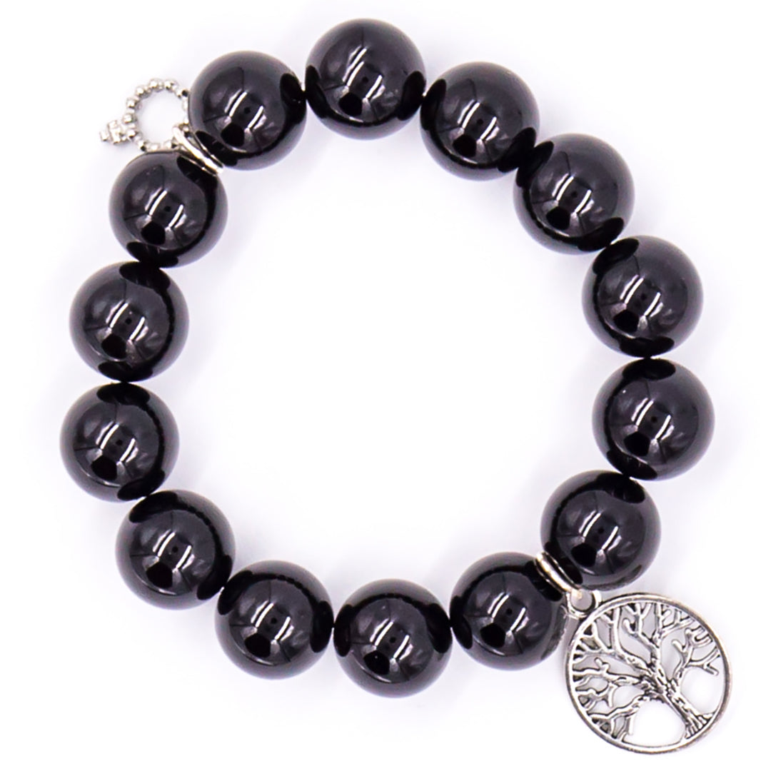 PowerBeads by jen Jewelry Average 7â€ Black onyx with open silver tree of life