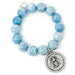 PowerBeads by jen Jewelry Average 7" Blessed Mother Blue Agate with Large Antiqued Silver Bee