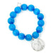 PowerBeads by jen Jewelry Average 7" Blue Calcite with Smooth Sailing Boat