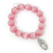 PowerBeads by jen Jewelry Average 7" Blush Calcite with Our Lady of Guadelupe-Patron Saint of the Unborn
