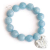 PowerBeads by jen Jewelry Average 7" Chambray Agate paired with a silver hammered heart