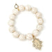 PowerBeads by jen Jewelry Average 7" Cream Coral with Gold Fleur Blessed Mother