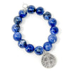 PowerBeads by jen Jewelry Average 7" Dumortierite with Silver Classic Protection of St. Benedict