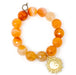 PowerBeads by jen Jewelry Average 7" Faceted Bermuda Agate with Matte Gold Sunflower