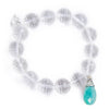 PowerBeads by jen Jewelry Average 7" Faceted Clear Crystal Quartz with ocean blue gemstone droplet