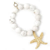 PowerBeads by jen Jewelry Average 7" Faceted Creamy White Howlite with Large Gold Starfish