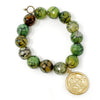 PowerBeads by jen Jewelry Average 7" Faceted Dragon Vein Agate with Gold Serenity Prayer