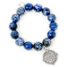PowerBeads by jen Jewelry Average 7" Faceted Dumortierite with Silver Open Compass