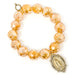 PowerBeads by jen Jewelry Average 7" Faceted Gold Iridescent Quartz with Gold Detail Blessed Mother
