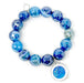 PowerBeads by jen Jewelry Average 7" Faceted Iridescent Blue Stripe Agate with Blue Enameled St. Christopher