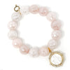 PowerBeads by jen Jewelry Average 7" Faceted Iridescent Rose Quartz with Mother of Pearl Blessed Mother