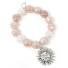 PowerBeads by jen Jewelry Average 7" Faceted Iridescent Rose Quartz with Silver Sun