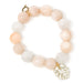 PowerBeads by jen Jewelry Average 7" Faceted Pink Aventurine with White Enameled Banana Leaf