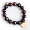 PowerBeads by jen Jewelry Average 7" Garnet paired with a brass hammered heart
