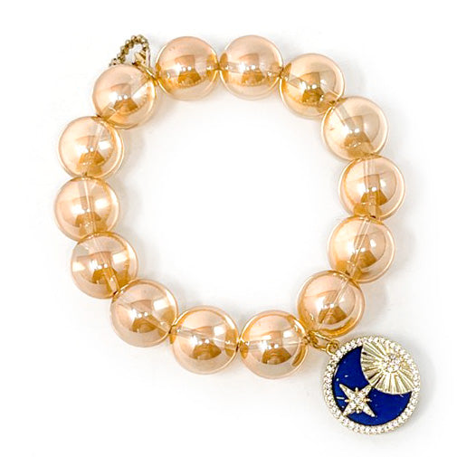 PowerBeads by jen Jewelry Average 7" Iridescent Gold Quartz with Lapis North Star
