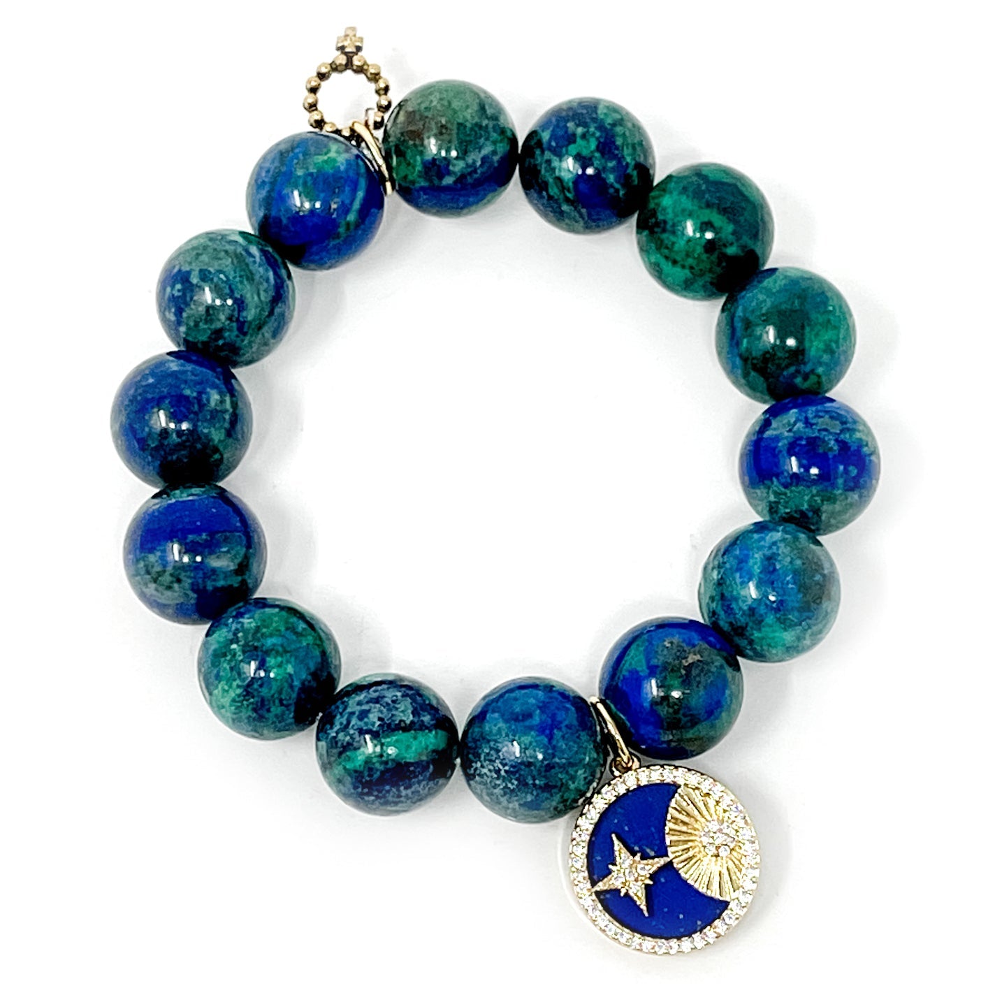 PowerBeads by jen Jewelry Average 7" Killarney Jasper with Lapis Celestial Star and Moon