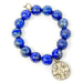 PowerBeads by jen Jewelry Average 7" Lapis with Gold Crystal Cross