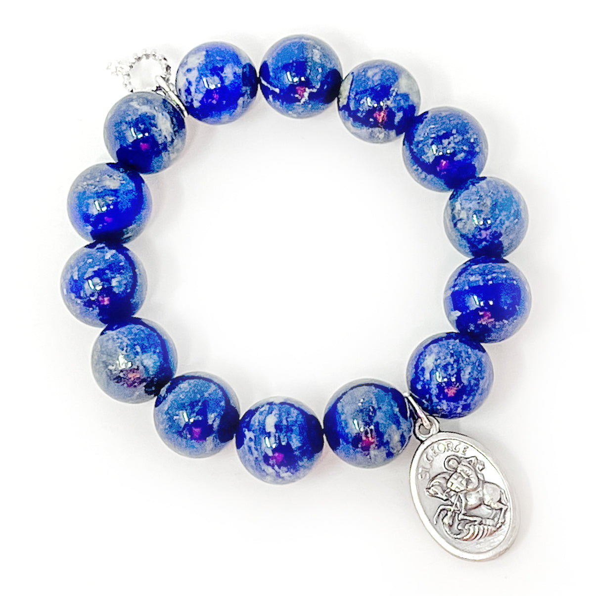 PowerBeads by jen Jewelry Lapis with Saint George-Patron Saint of Soldiers and the Ukraine
