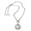 PowerBeads by jen Jewelry 18" Matte Silver Paperclip Necklace with Pave Clasp and Silver Frilly Mary