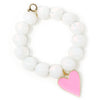PowerBeads by jen Jewelry Average 7" Matte White Lace Agate with Pink Enameled Heart