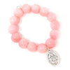 PowerBeads by jen Jewelry Average 7" Petal Pink Jade with Saint Anne-Patron Saint of Grandmothers