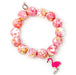 PowerBeads by jen Jewelry Average 7" Pink and Yellow Watercolor Agate with Hot Pink Flamingo