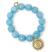 PowerBeads by jen Jewelry Average 7" Private Collection- Faceted Chambray Agate with Gold Star Surround Blessed Mother