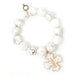 PowerBeads by jen Jewelry Average 7" Private Collection- Faceted Creamy White Howlite with White Enameled Mary Cross