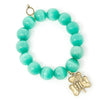 PowerBeads by jen Jewelry Average 7" Private Collection- Mint Green Calcite with Shamrock Lady of Knock