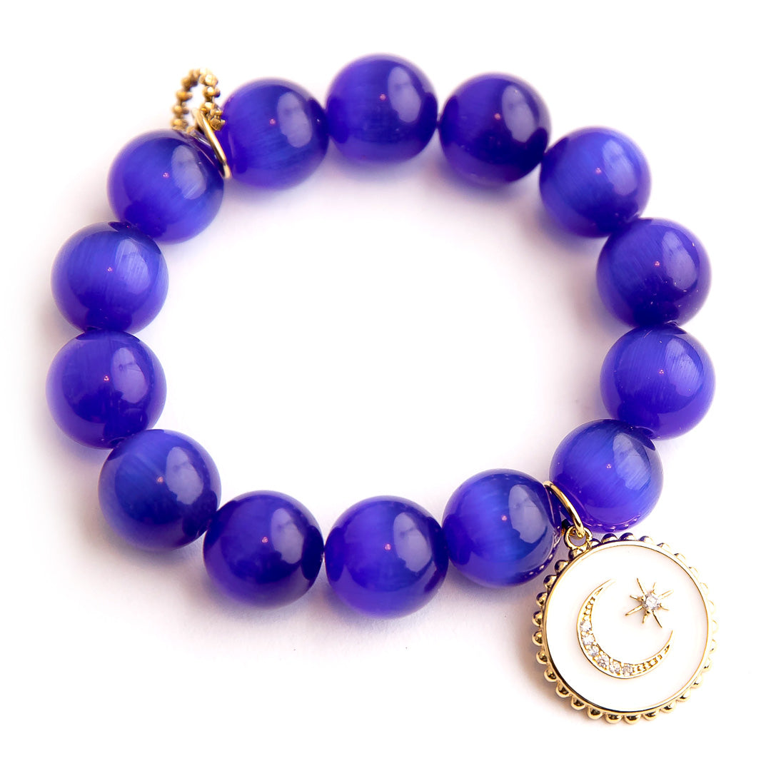 PowerBeads by jen Jewelry Average 7" Royal blue calcite paired with an enameled celestial medal