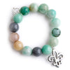 PowerBeads by jen Jewelry Average 7" Spearmint Amazonite paired with a silver fleur de lis