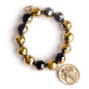 PowerBeads by jen Jewelry Average 7" Starry night agate paired with brushed gold guardian angel