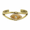 Michal Golan Medium gold evil eye cuff bracelet w/ crystal center & edges, handmade at Michal Golan Studios USA