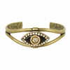 Michal Golan Medium black evil eye cuff bracelet w/ crystal center & edges, handmade at Michal Golan Studios USA