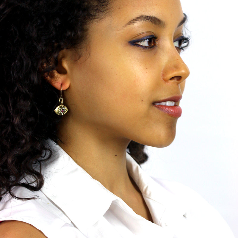 Michal Golan Gold and Garnet Eye Earrings